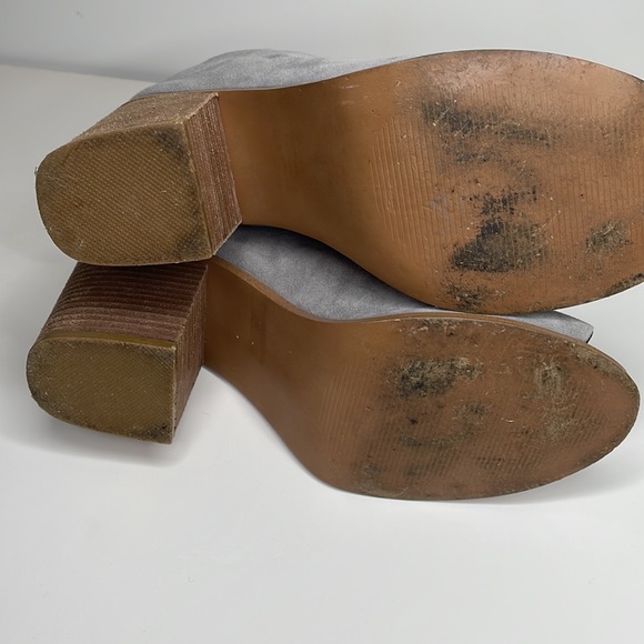 Steve Madden Nollla suede open toe stack heel mules bootie in pewter, size 9.5 - Picture 5 of 10